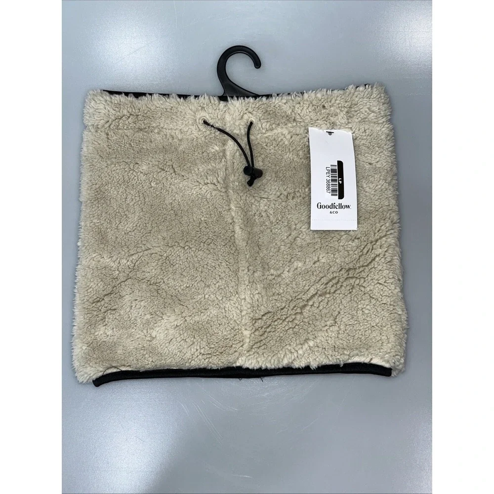 Goodfellow Men OSFM Off White Faux Fur & Fleece Lined Neck Warmer Winter Scarf
